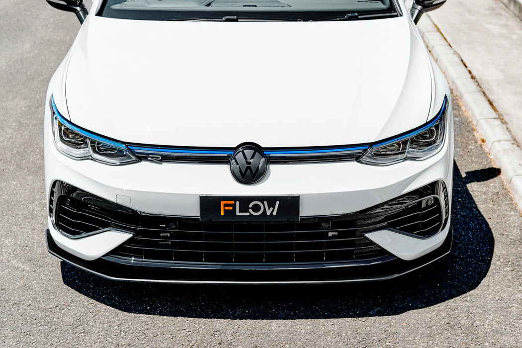 Flow Design VW MK8 Golf R Gloss Black Chassis Mounted Front Lip Splitter