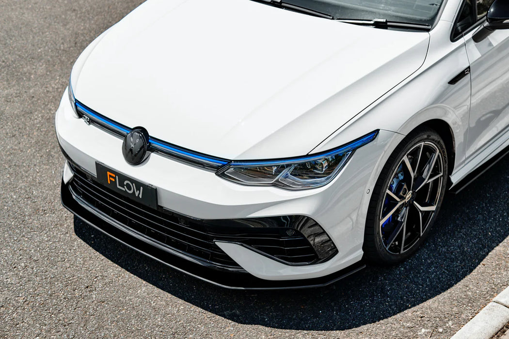 Flow Design VW MK8 Golf R Gloss Black Chassis Mounted Front Lip Splitter