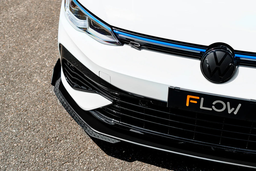 Flow Design VW MK8 Golf R Gloss Black Chassis Mounted Front Lip Splitter