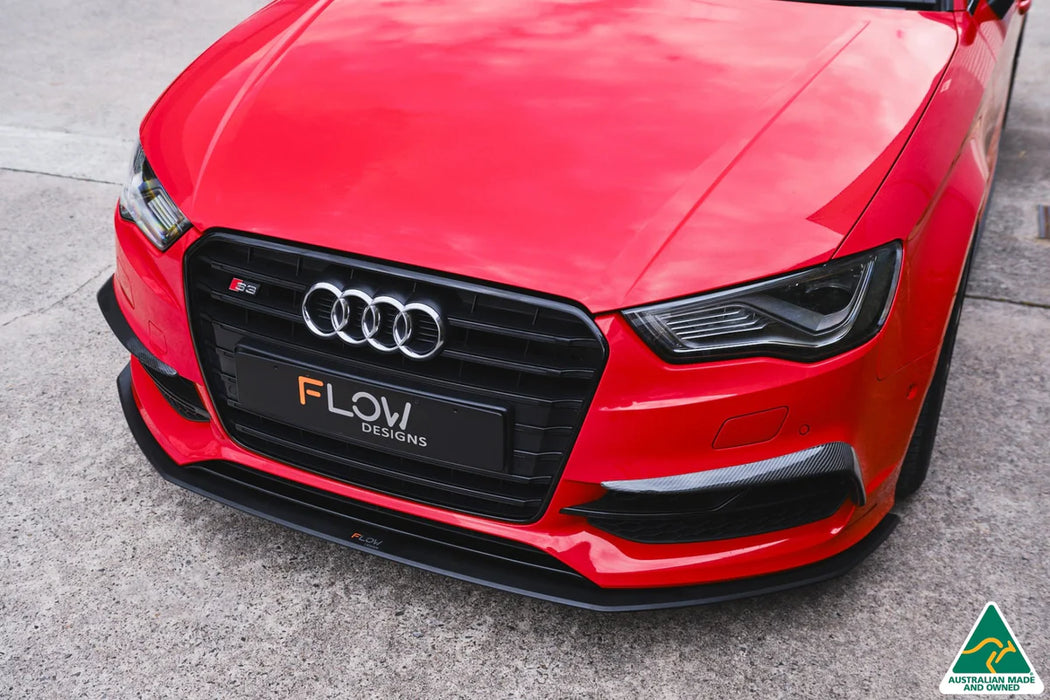 Flow Design Audi S3 8V Sedan Gloss Black/Textured Black PFL Front Lip Splitter V3