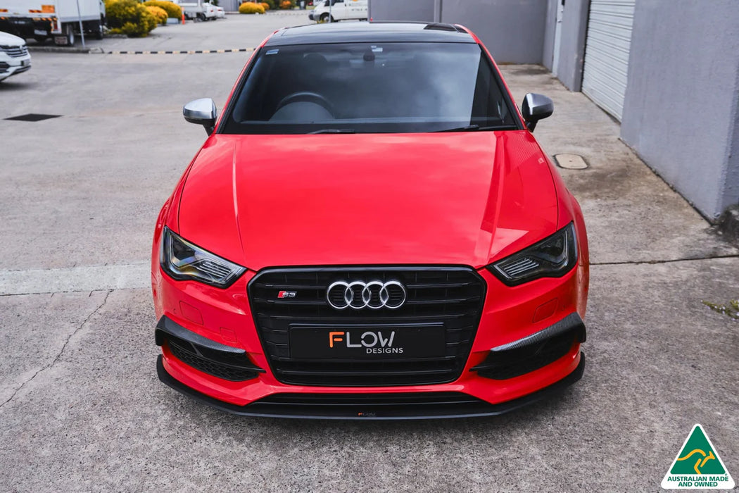 Flow Design Audi S3 8V Sedan Gloss Black/Textured Black PFL Front Lip Splitter V3