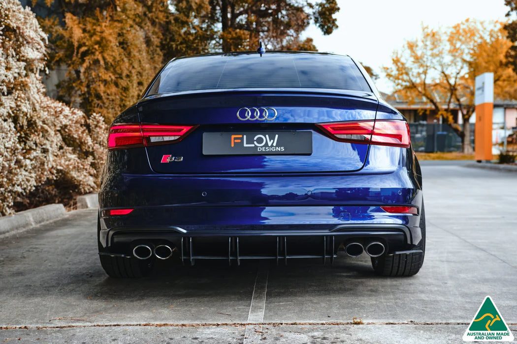 Flow Design Audi S3 8V Sedan Facelift Gloss Black/Textured Black Flow-Lock Rear Diffuser