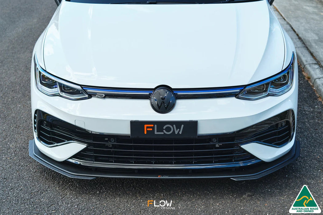 Flow Design VW MK8 Golf R Front Lip Splitter Extensions (Pair)