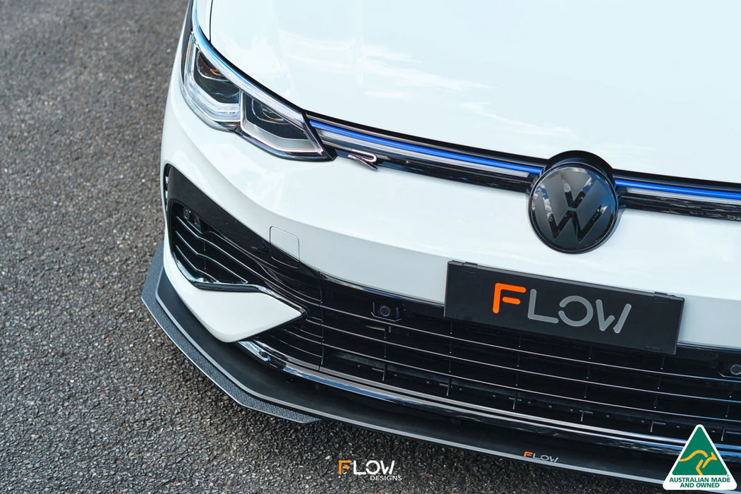 Flow Design VW MK8 Golf R Front Lip Splitter Extensions (Pair)