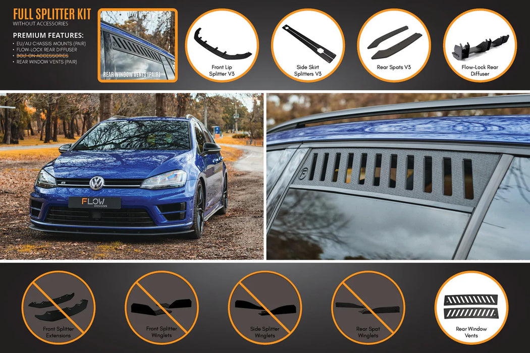 Flow Design MK7 Golf R Wagon (EU/AU) Full Lip Splitter Set