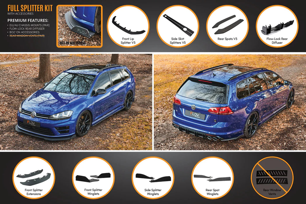 Flow Design MK7 Golf R Wagon (EU/AU) Full Lip Splitter Set