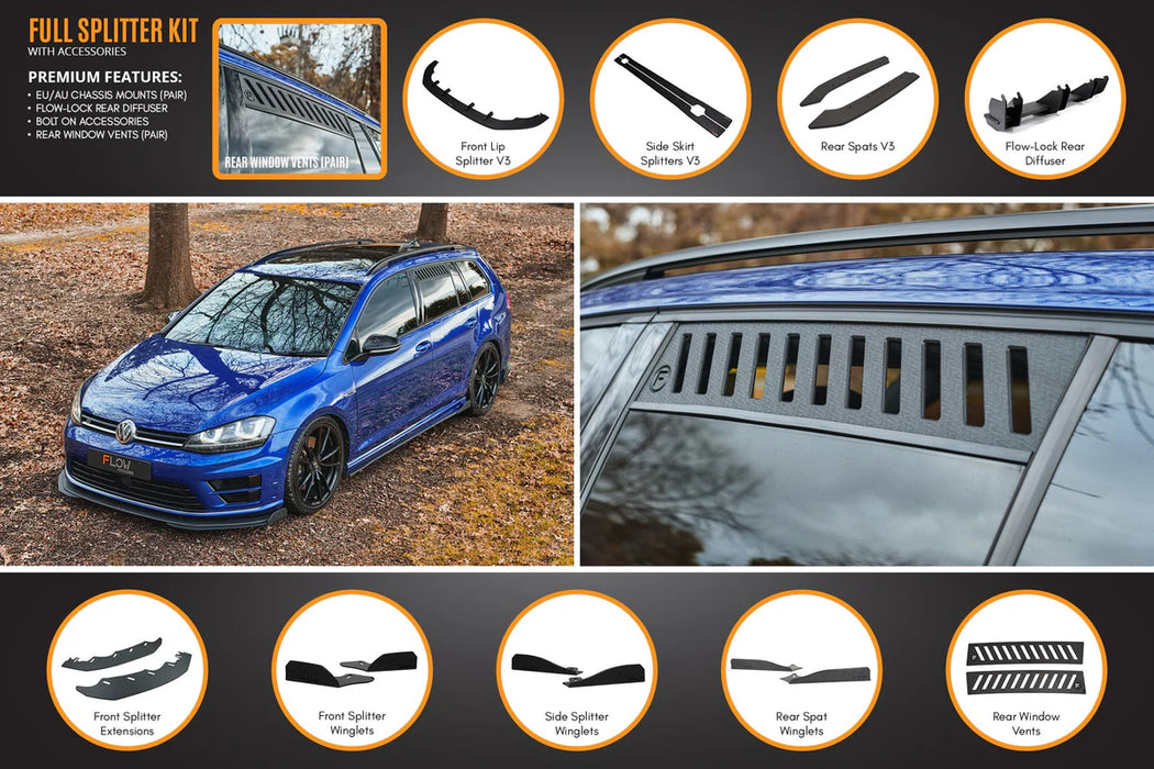 Flow Design MK7 Golf R Wagon (EU/AU) Full Lip Splitter Set