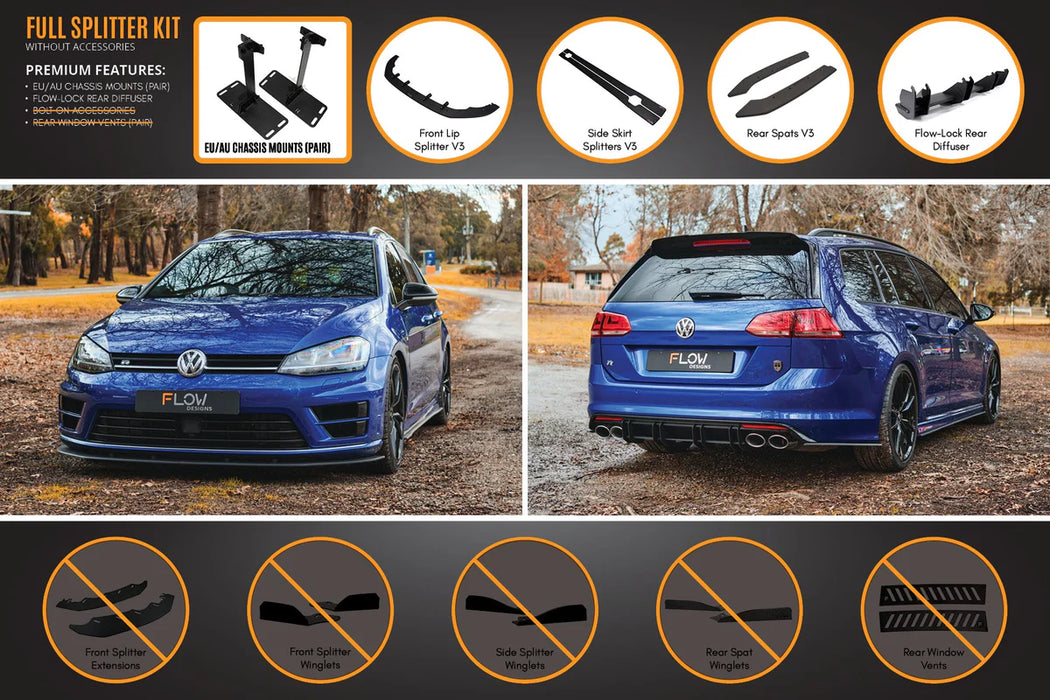 Flow Design MK7 Golf R Wagon (EU/AU) Full Lip Splitter Set