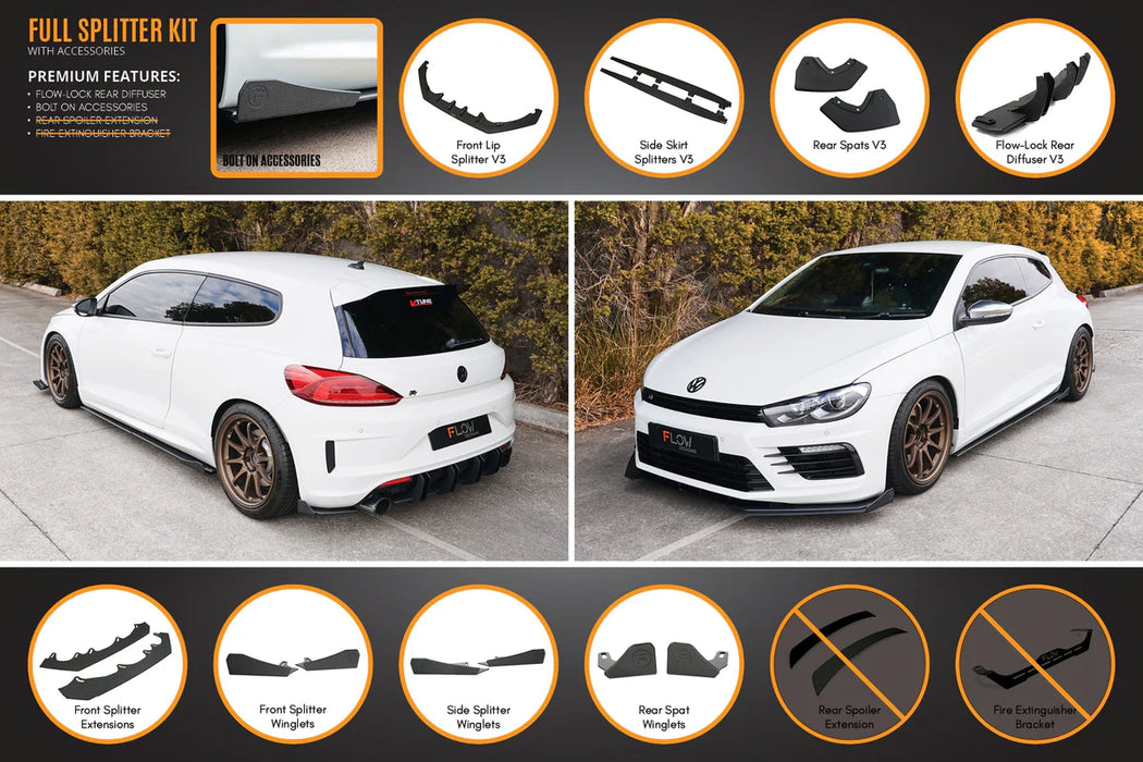 Flow Design VW Scirocco R FL V3 Full Lip Splitter Set