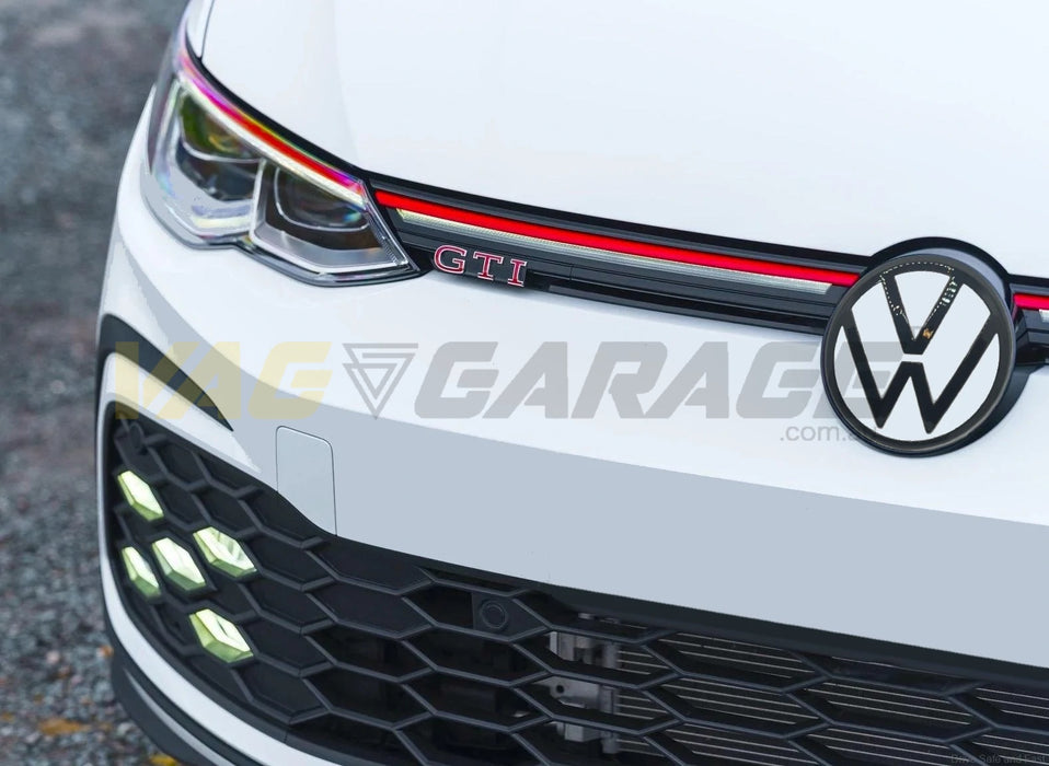 VW Gloss Black/White Overlay Badge Set MK8 GTI/R (ACC Radar)